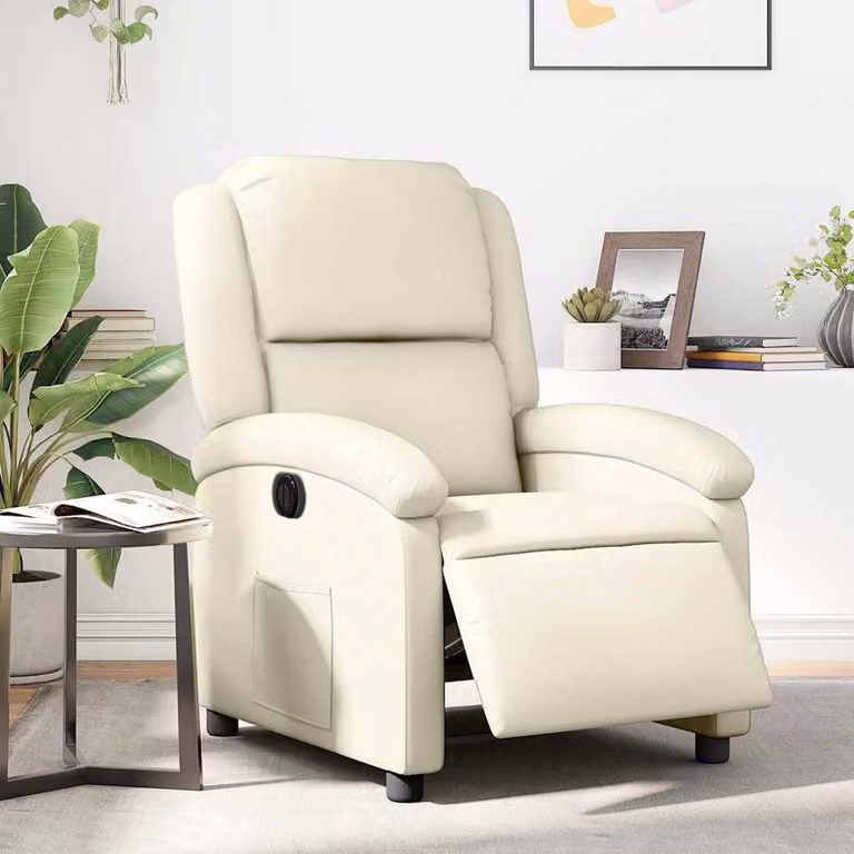 Poltrona Reclinabile Elettrica vidaXL in Similpelle Beige con Braccioli e Funzione Auto-Return
