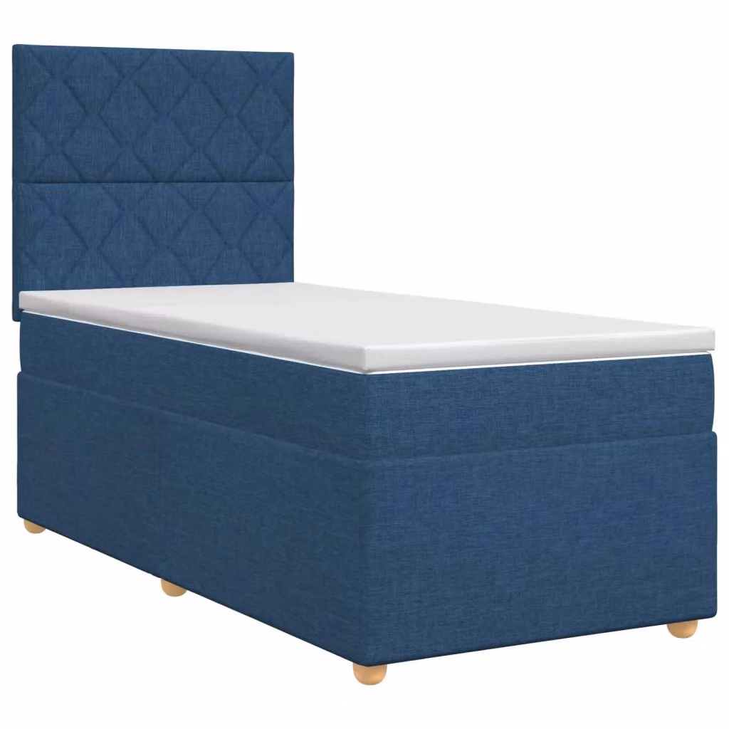 Letto box spring con materasso ibrido vidaXL in tessuto blu e bianco L/P/H: 200 x 90 x 140,5 cm – 2