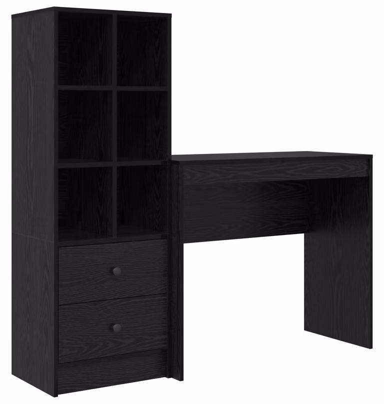 Scrivania con cassetto con lo scaffale 2 pcs Rovere Nero