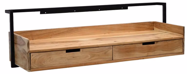 Scrivania a parete WOHNLING in legno massello di acacia, 120 cm, con 2 cassetti. Scrivania da parete dal design moderno, sospesa, con spazio contenitivo e realizzata a mano