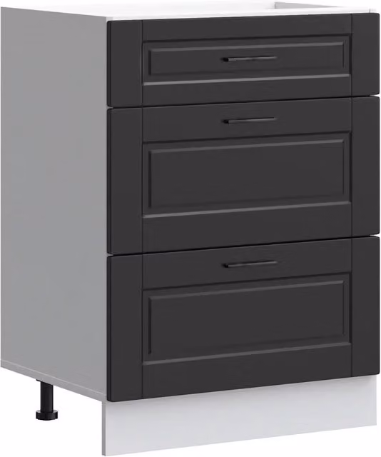 Mobiletto da cucina freestanding Porto nero in legno MDF con finitura opaca