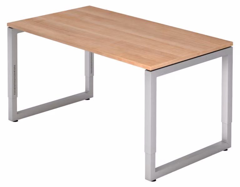 bümö Scrivania Serie-R - Struttura: Argento, Finitura: Noce, Dimensioni: 140 x 80 cm