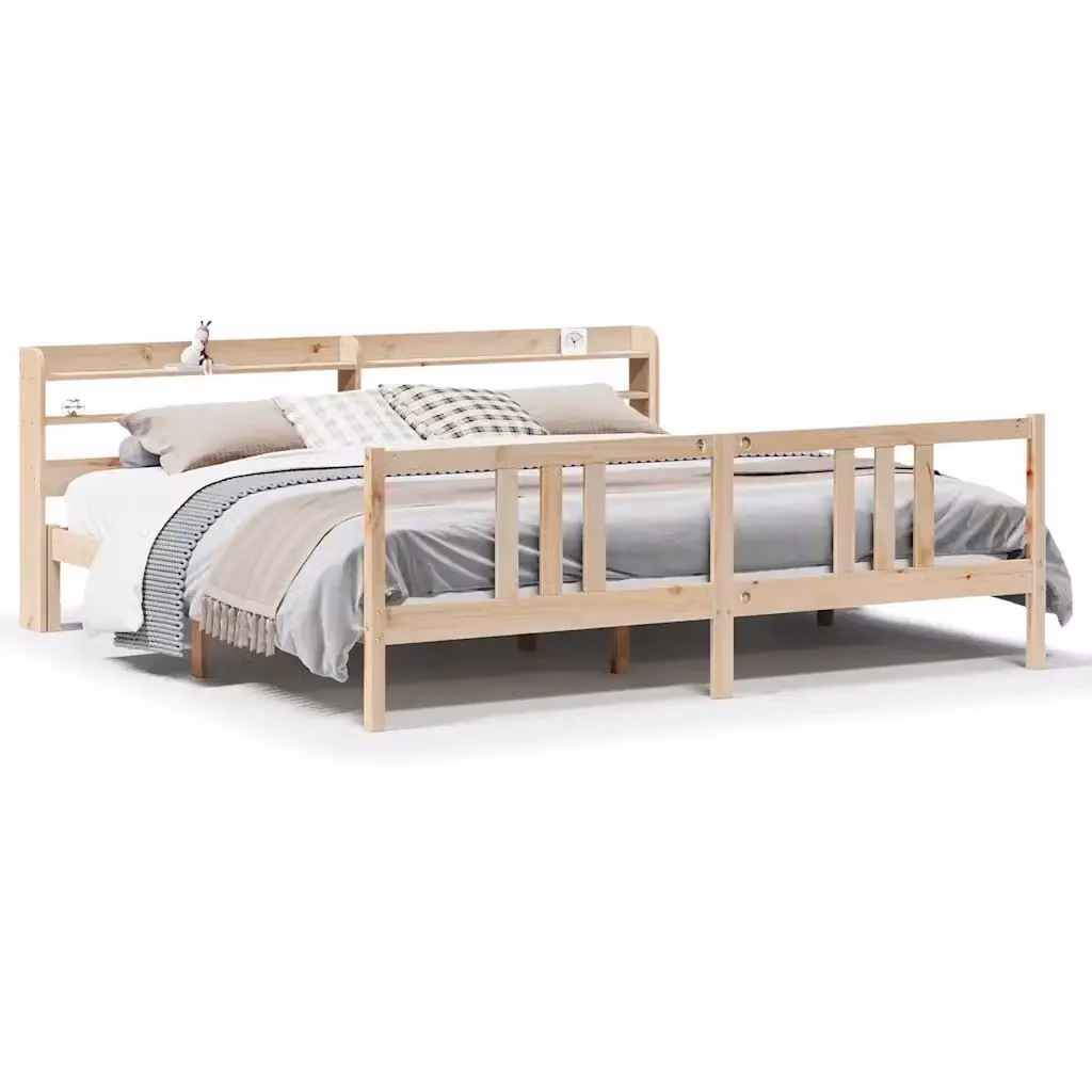 vidaXL Giroletto con Testiera in Legno Massello di Pino, Colore Marrone, L/P: 200 x 200 cm – 2