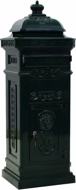 Cassetta della Posta in Alluminio Inossidabile Design In Verde L: 32,0 cm, P: 35,5 cm, H: 102,5 cm