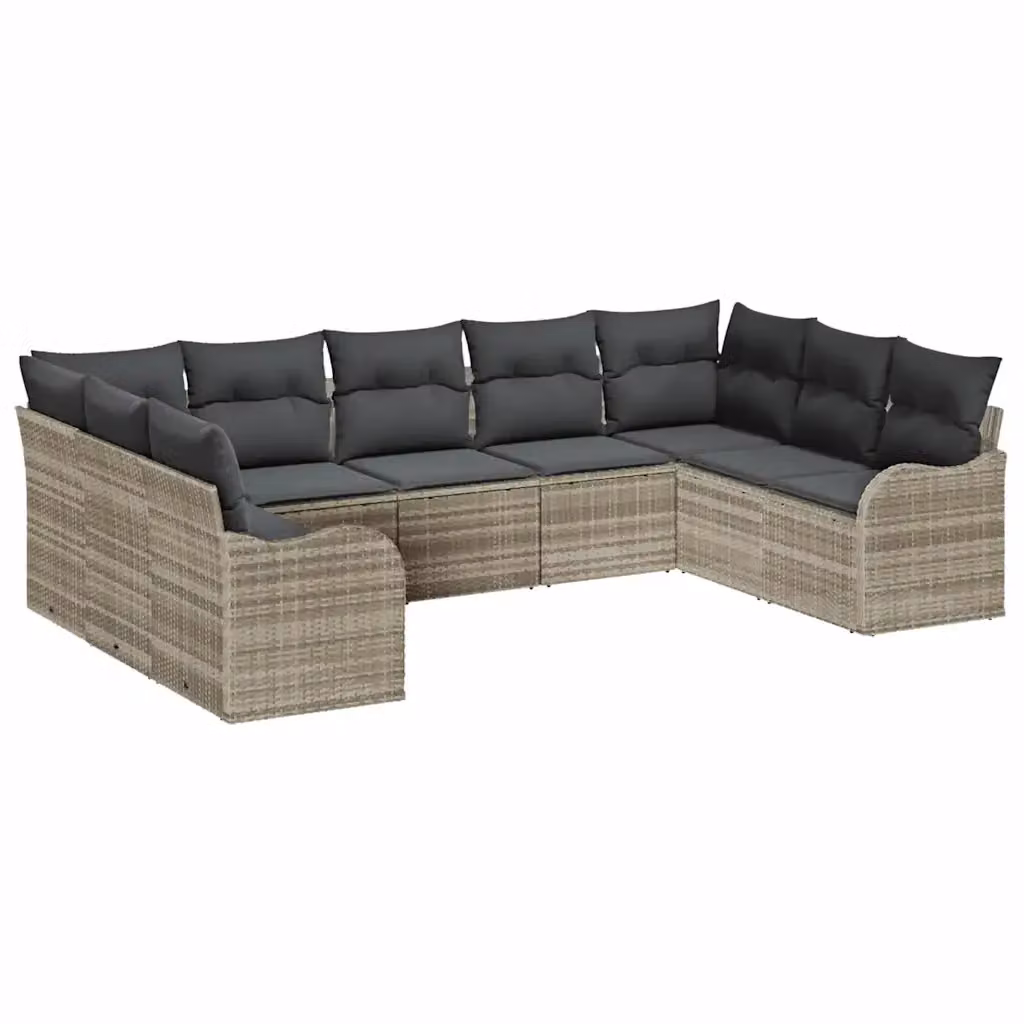 Set Divano da Giardino a L vidaXL 9 pz Grigio con Cuscini e Struttura in Metallo e Polyrattan – 2