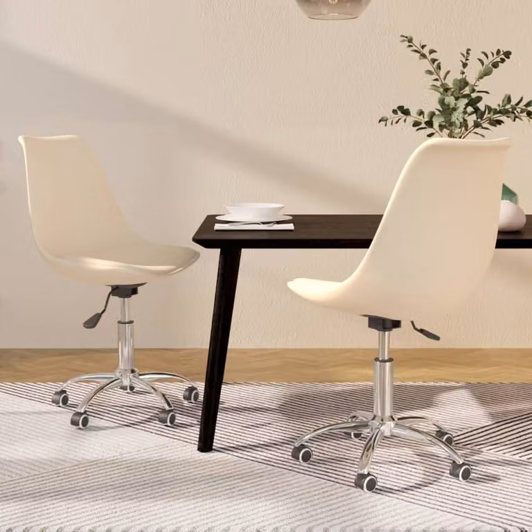 The Living Store Sedie da pranzo 2 pz. Girevoli in tessuto crema