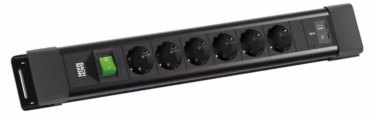 BACHMANN CONNECTUS 6xCEE7/3, 1 interruttore, 1 porta USB-C/C da 65 W, lunghezza 2,0 m, CEE7/7, nero