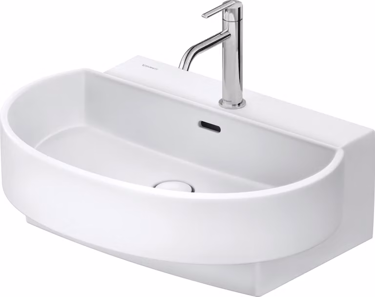 Duravit Balcoon lavabo, plage de robinetterie, 1 trou de robinetterie, avec trop-plein, avec robinetterie Push-Open, largeur 650mm, 241165AC00, 241165AC00