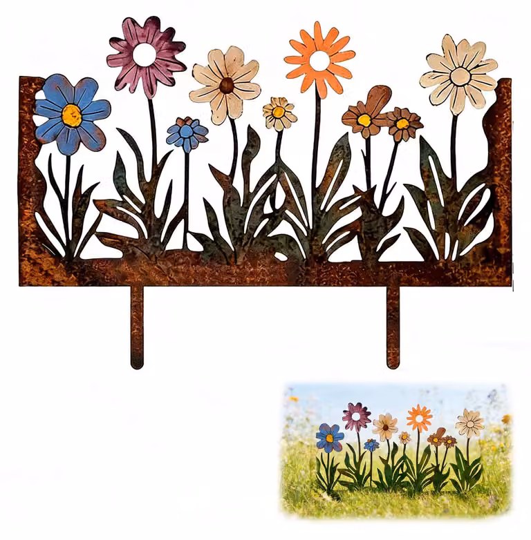 Spiedini decorativi a forma di fiore, in metallo, dimensioni 30x21,5 cm, per giardino e vasi