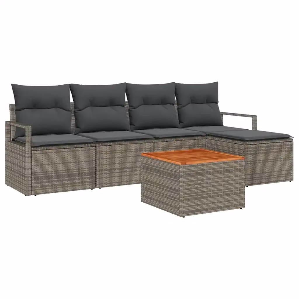 Set Divano da Giardino vidaXL 6 Pezzi a Forma di L Grigio con Cuscini e Tavolino – 2