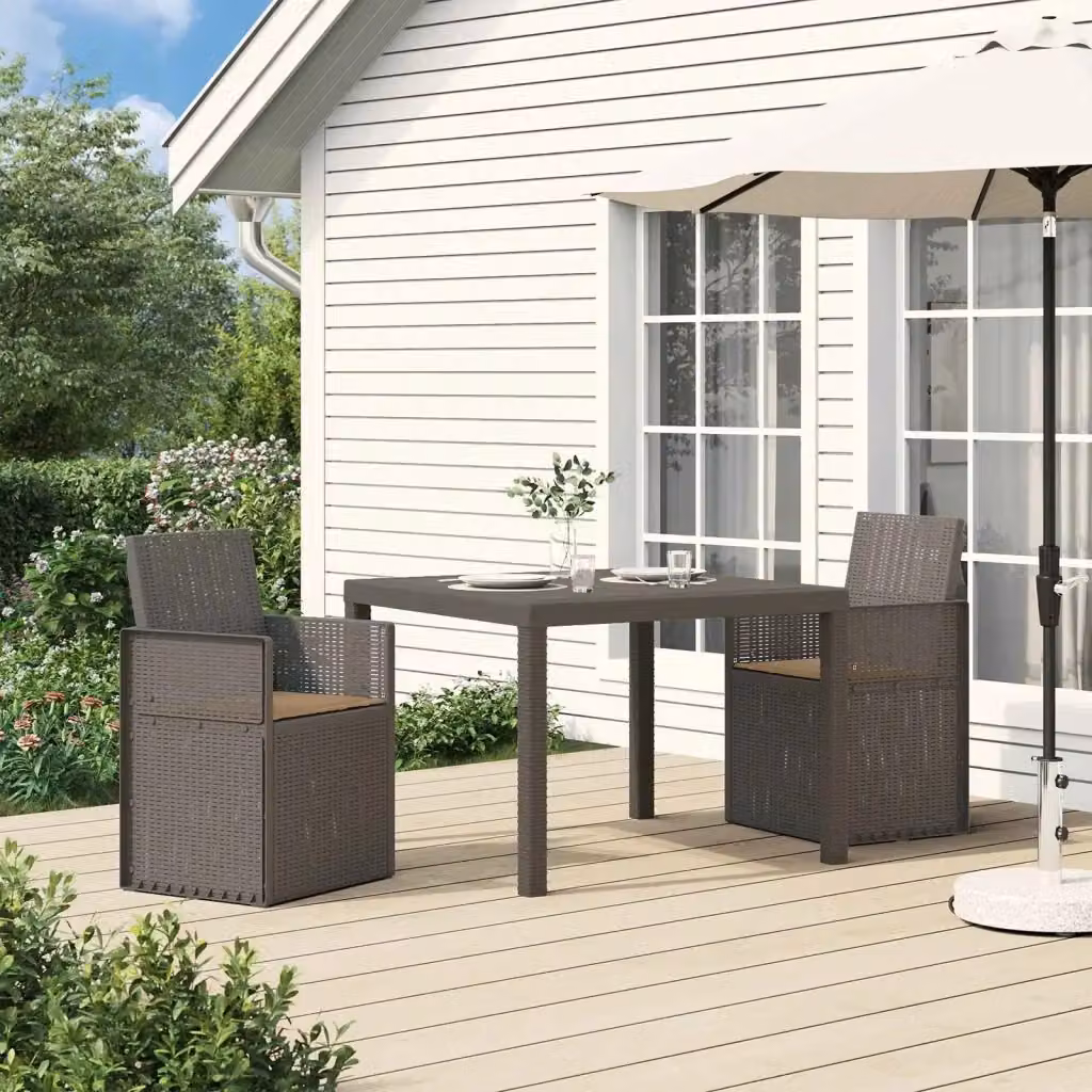 Set di 2 sedie da giardino con braccioli in plastica resistente alle intemperie, colore grigio e beige – 2