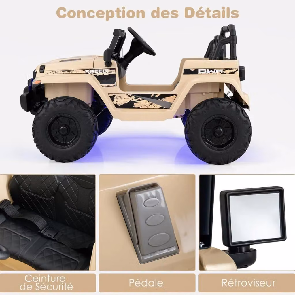 Auto elettrica Volkswagen con telecomando 2.4G e batteria ricaricabile, design contemporaneo in PP color kaki, L 95 x P 56 x H 47 cm – 2