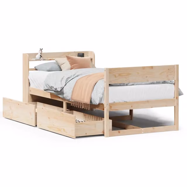 Letto singolo | Letto per adulti | Letto senza Materasso 75x190 cm in Legno Massello Pino