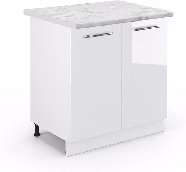 Mobile lavello cucina Fame-Line Bianco lucido/Bianco 80 cm, PL Marmo Vicco