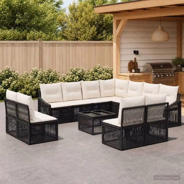 Set Divano da Giardino 12 pz Nero polyrattan 3436042