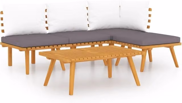 Set Divani da Giardino 5 pz | Set Salotto da Giardino con Cuscini in Massello di Acacia