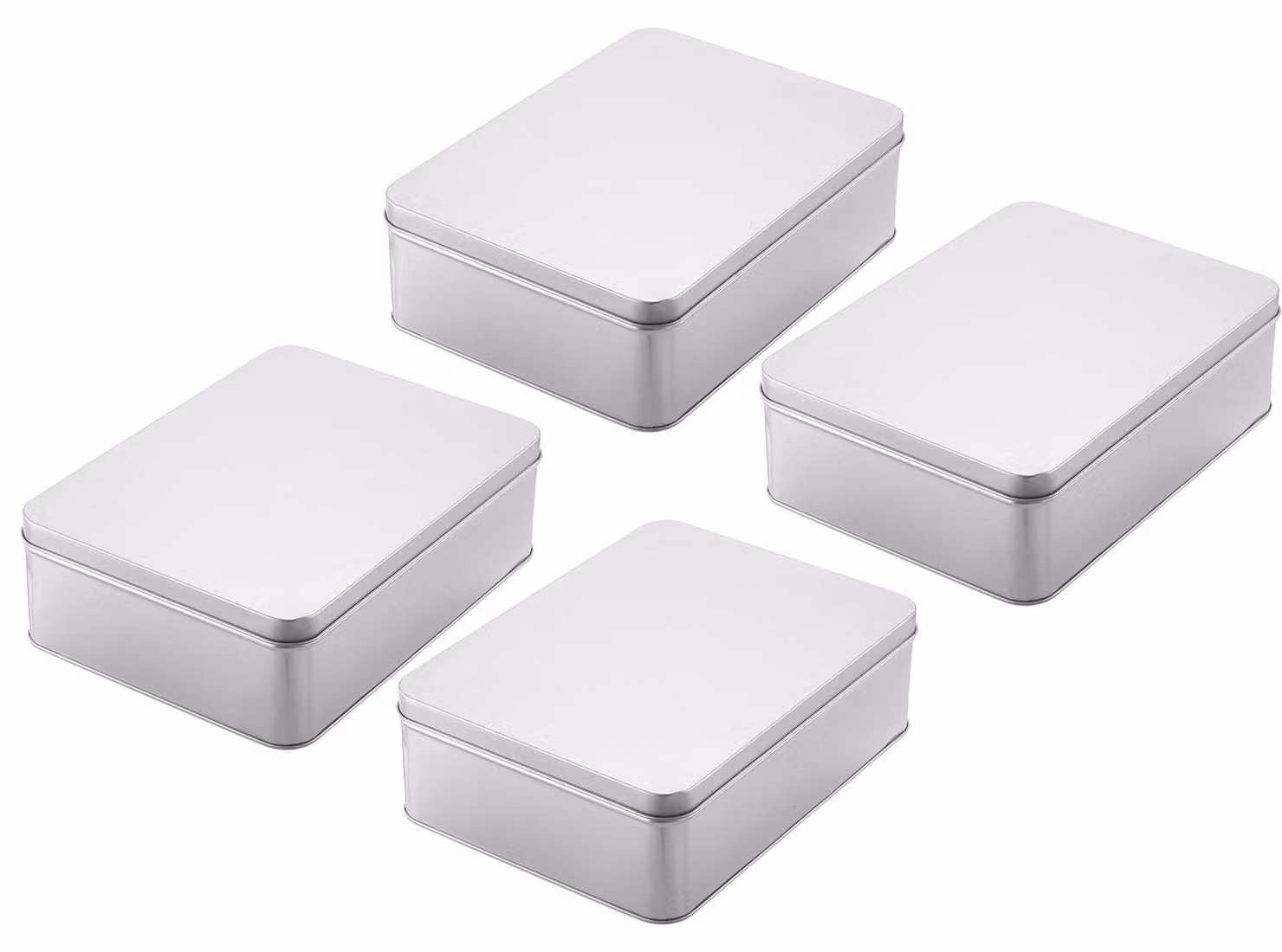 Solidchoice - Set di 4 scatole portatili in metallo con coperchio, dimensioni 20 x 16 x 6,6 cm