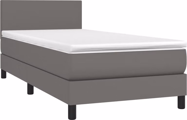 Giroletto a Molle con Materasso Grigio 100x200 cm in Pelle finta
