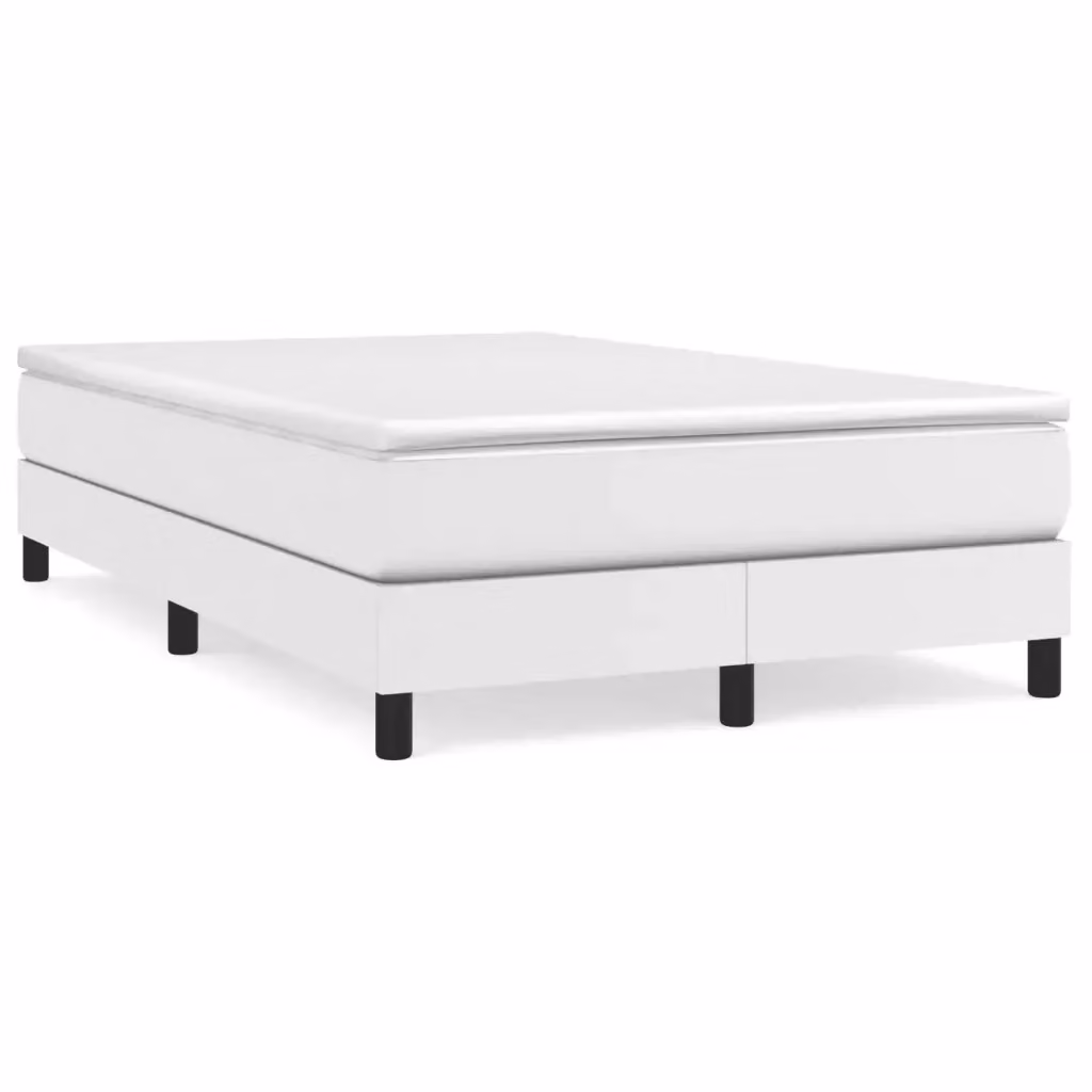 Letto con Giroletto a Molle e Materasso Ibrido vidaXL in Similpelle Bianca L/P: 120 x 200 cm – 2