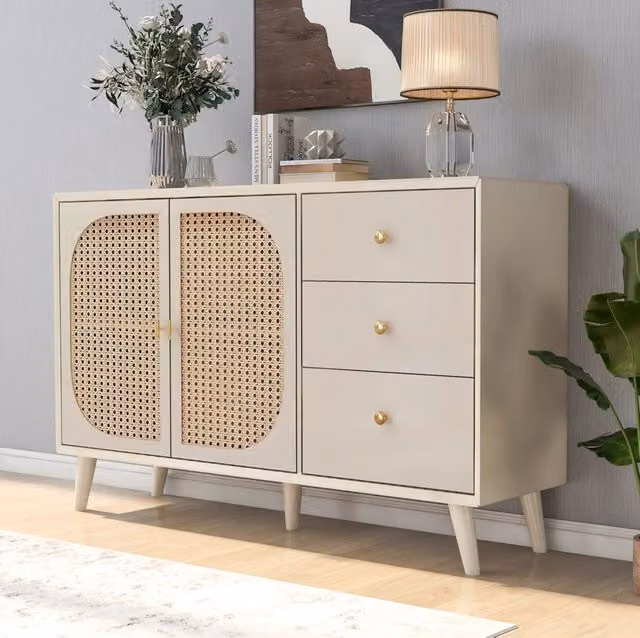 Credenza sideboard MODFU bianca in MDF con finitura opaca L 120 cm, H 82,5 cm, P 40 cm