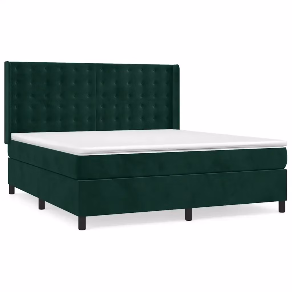 Letto Ibrido vidaXL in Legno di Larice con Materasso e Rivestimento in Velluto Verde Scuro L/P/H: 160 x 200 x 128 cm – 2