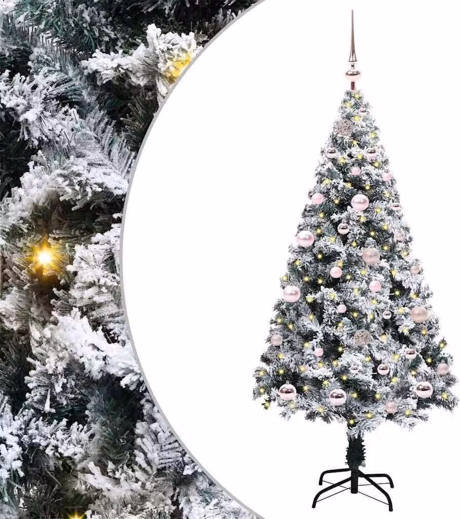 Albero di Natale artificiale con 150 LED con supporto bianco 150 cm