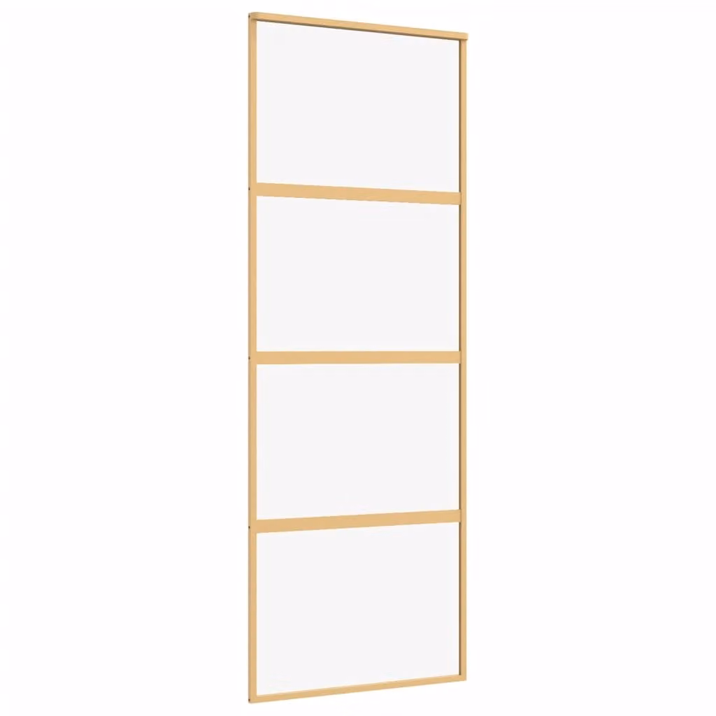 Porta Scorrevole Dorata 76x205 Vetro Trasparente ESG Alluminio