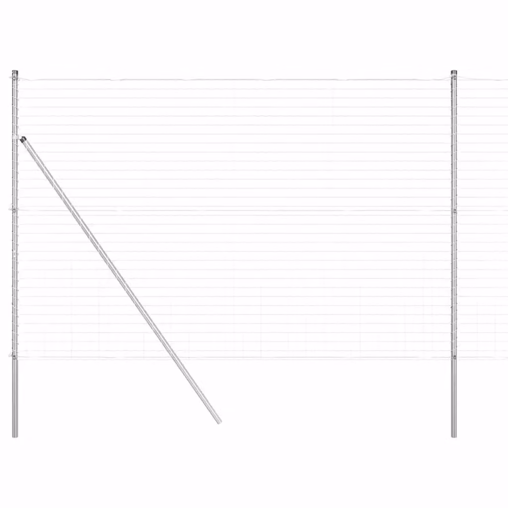 Recinzione da esterno vidaXL in acciaio galvanizzato e PVC color argento, fissaggio a terra, L: 10 m, H: 1,5 m – 2