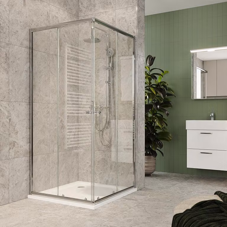 Mereo Cabina doccia, Kora Lite, quadrata, 80 cm, cromo ALU, vetro trasparente - CK34133Z