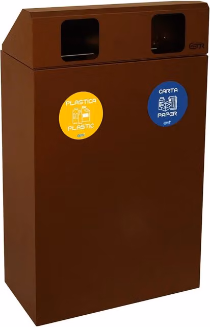 Mobile per Raccolta Differenziata 2 Scomparti 120 L 60x30x96 cm in Acciaio Verniciato Corten