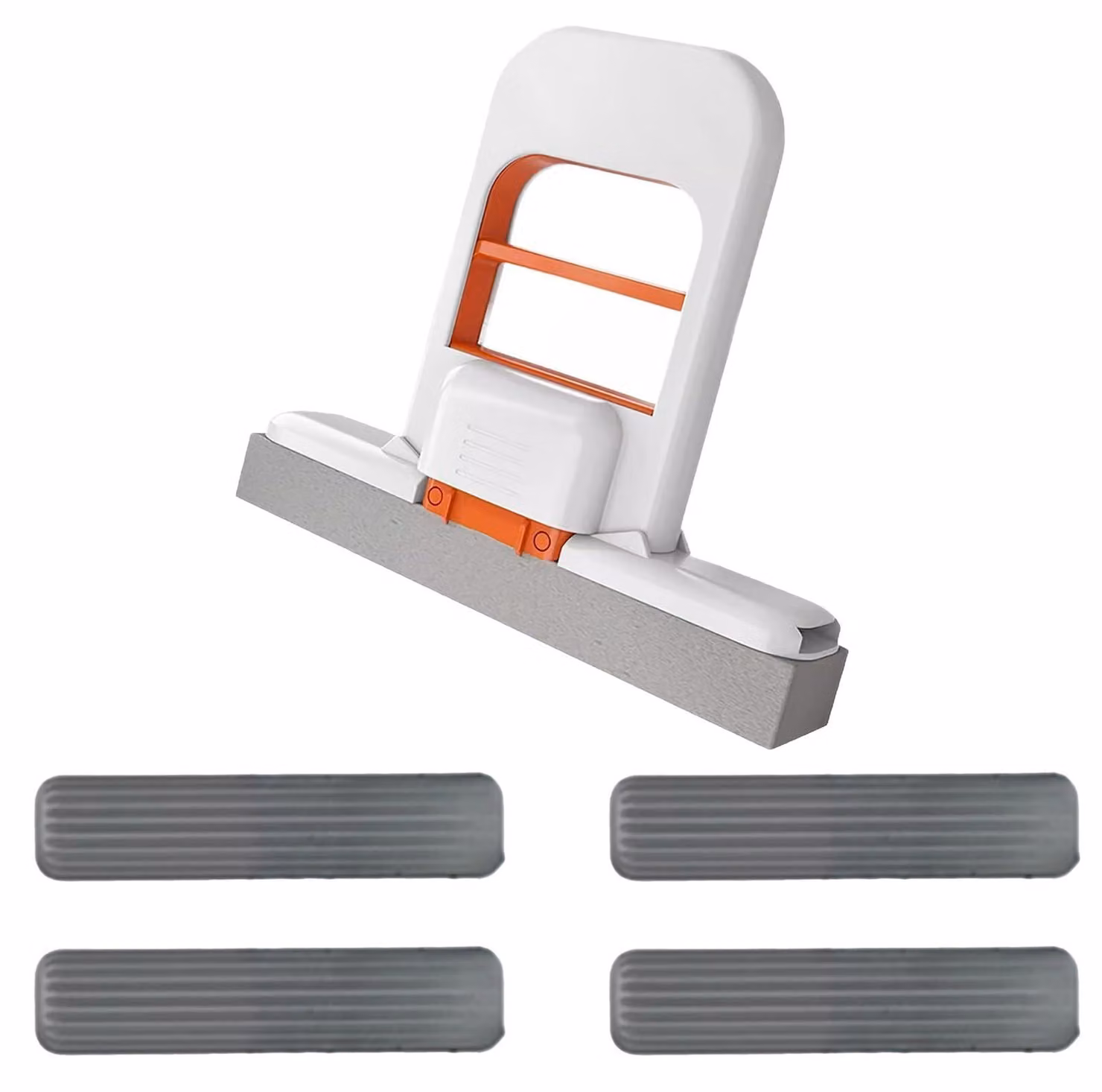 Mocio mini pieghevole, con 4 testine, ideale per bagno, cucina e scrivania