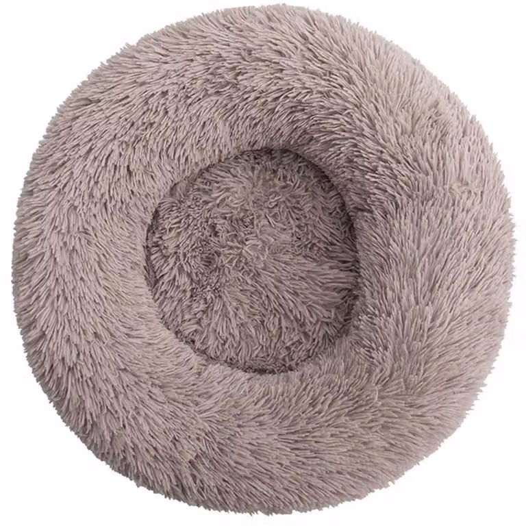 Cuccia per cani, forma rotonda, diametro 50 cm, colore beige, lavabile e con fondo antiscivolo