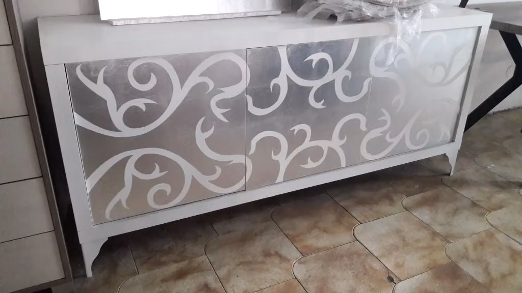 Madia credenza moderna in frassino e rovere bianco Mobili 2G L 186 x P 45 x H 81 cm – 2