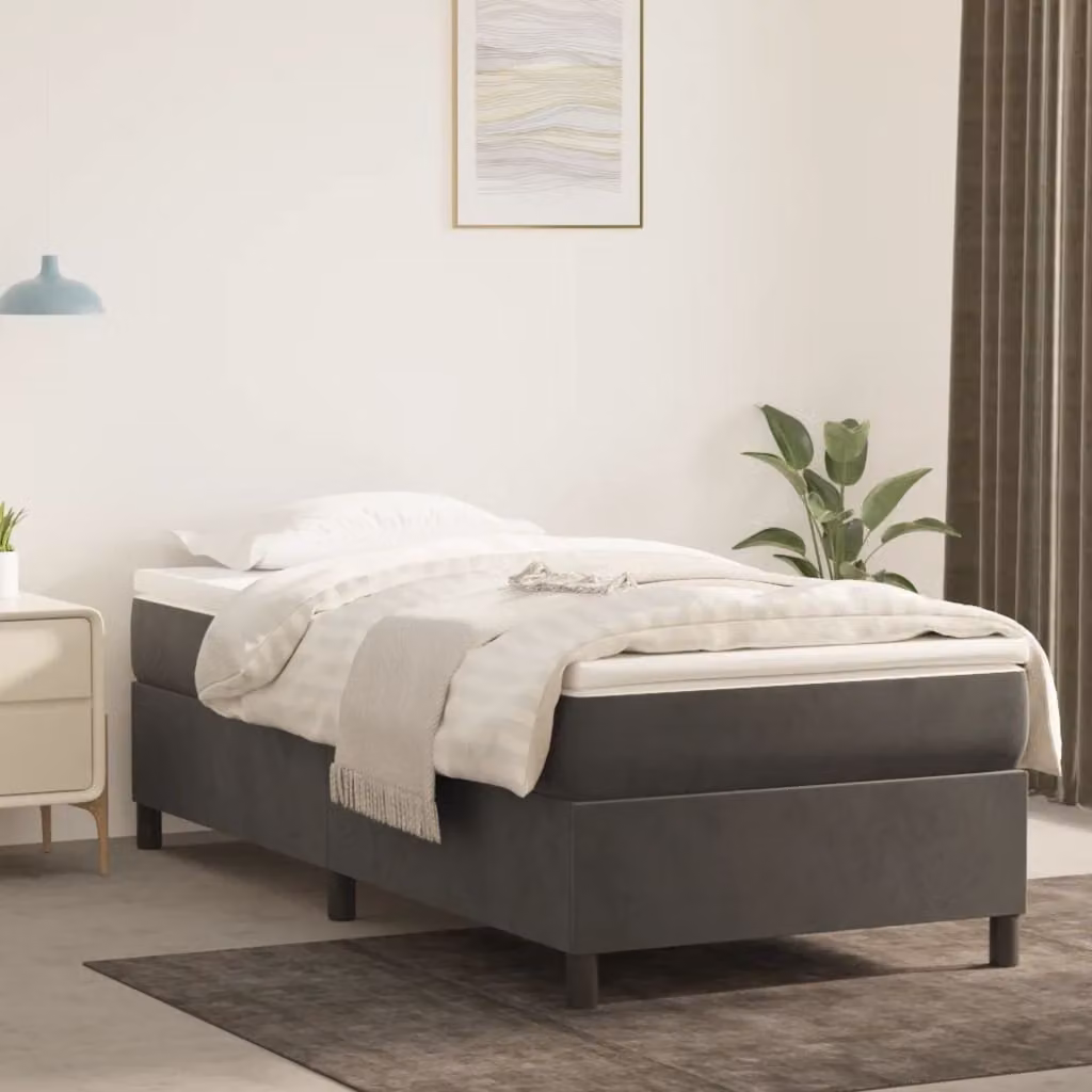 The Living Store Letto a molle insacchettate grigio scuro 80x200 cm in velluto
