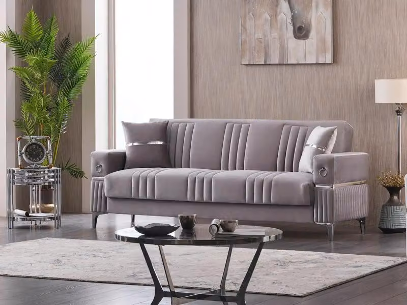 Couch Dreisitzer Polstersofa Design 3 Sitzer Stoffsofa Grau Sofa