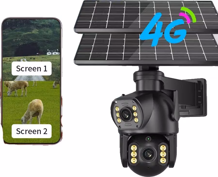 fotocamera solare con scheda SIM 4G, 8MP ad alta risoluzione, design impermeabile, scheda 8MP 64G, spina UE