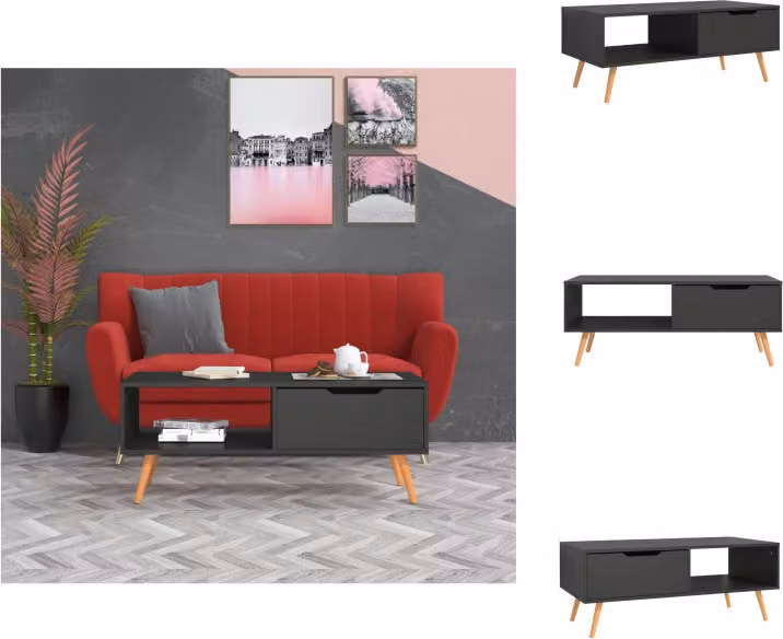 vidaXL Tavolino grigio 100x49,5x43 cm in legno - Tavolini da caffè