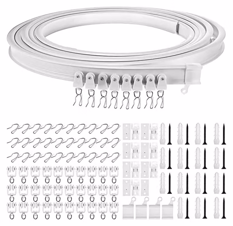 Kit binari per tende da 5 metri - Curvo - Con rotelle ammortizzanti - Resistente - Flessibile - Facile da installare - Sistema per tende