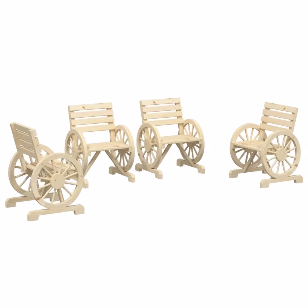Set di 4 sedie da giardino vidaXL in legno massello di abete con braccioli, marrone e beige – 2