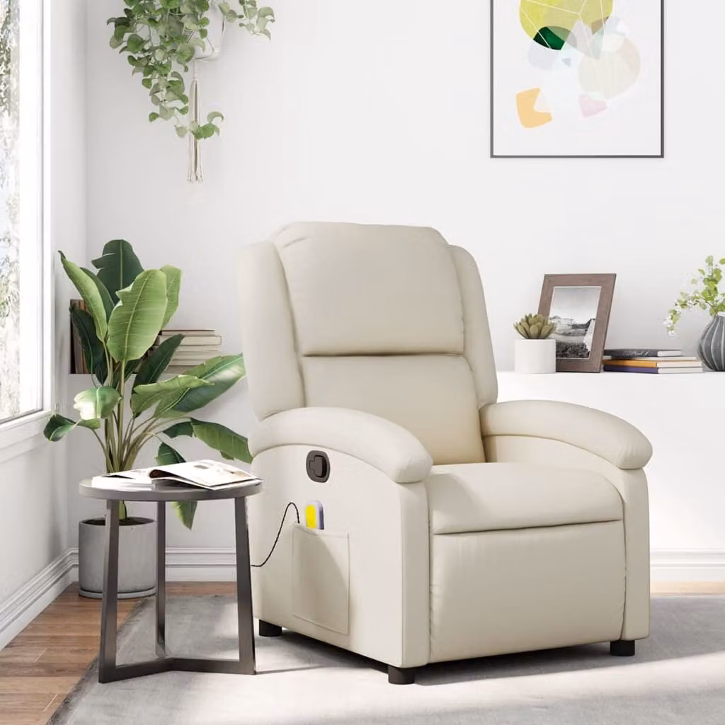 Poltrona relax reclinabile vidaXL in similpelle beige con braccioli