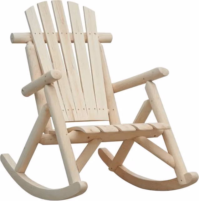 Poltrona a dondolo Minimal in legno di abete verde naturale e beige