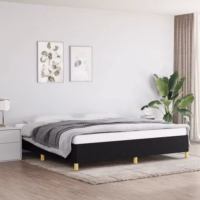 Struttura Letto Design Mania con Giroletto in Tessuto Nero L/P/H: 200 x 200 x 35 cm