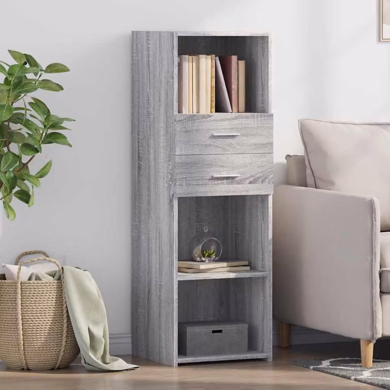 Credenza moderna vidaXL in legno multistrato e MDF, colore Grigio Sonoma, L 40 cm x P 42,5 cm x H 124 cm