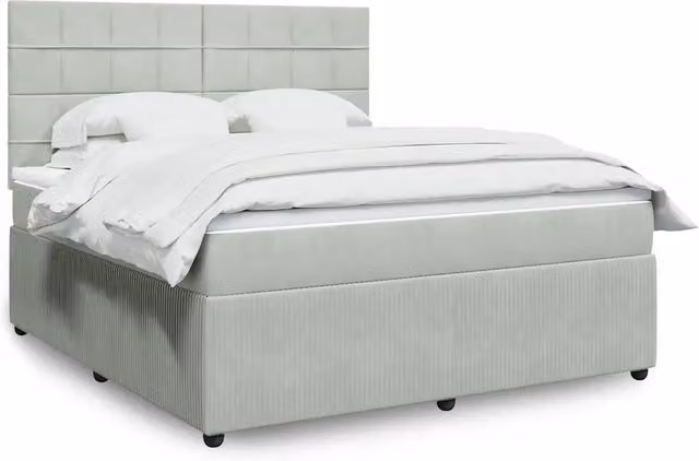 Letto con Giroletto a Molle e Materasso Ibrido vidaXL in Velluto Grigio Chiaro e Bianco L/P: 180 x 200 cm