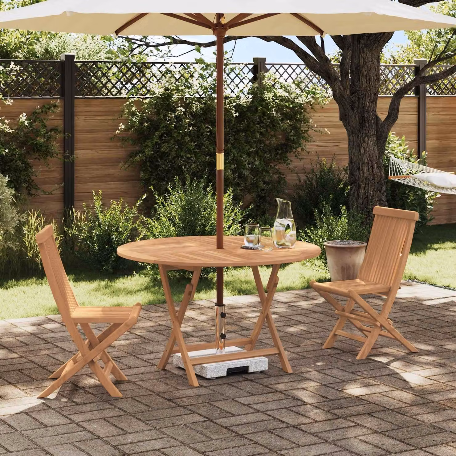 Maison Exclusive - Set da giardino per bistro, 3 pezzi, in legno massello di teak naturale