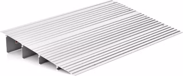 Rampa per soglia porta in alluminio con altezza regolabile, Rampa d'accesso antiscivolo portata 317kg 86,5x54x10,5cm