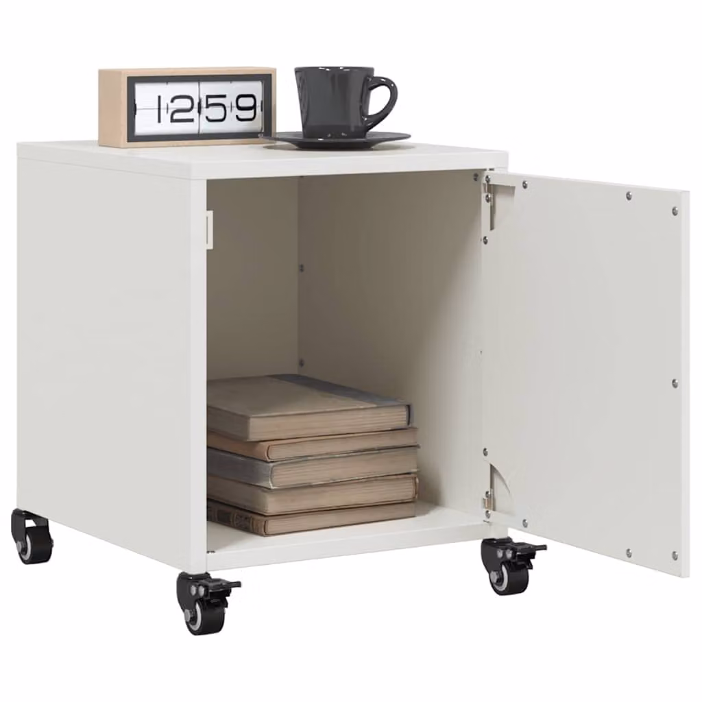 Set di 2 comodini bianchi vidaXL in metallo e MDF, L 36 cm x P 39 cm x H 43,5 cm