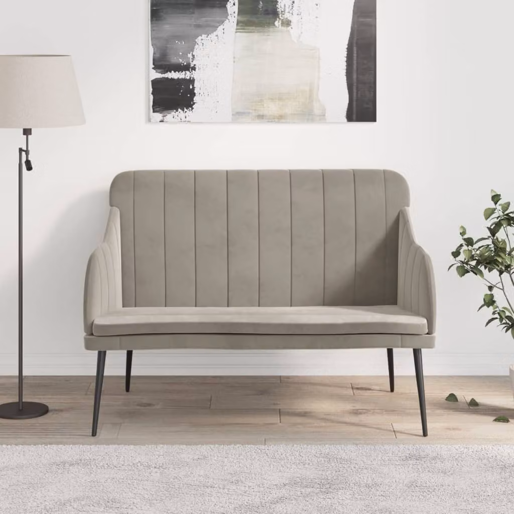 Panca vidaXL in velluto grigio per soggiorno L: 110 cm, P: 76 cm, H: 80 cm