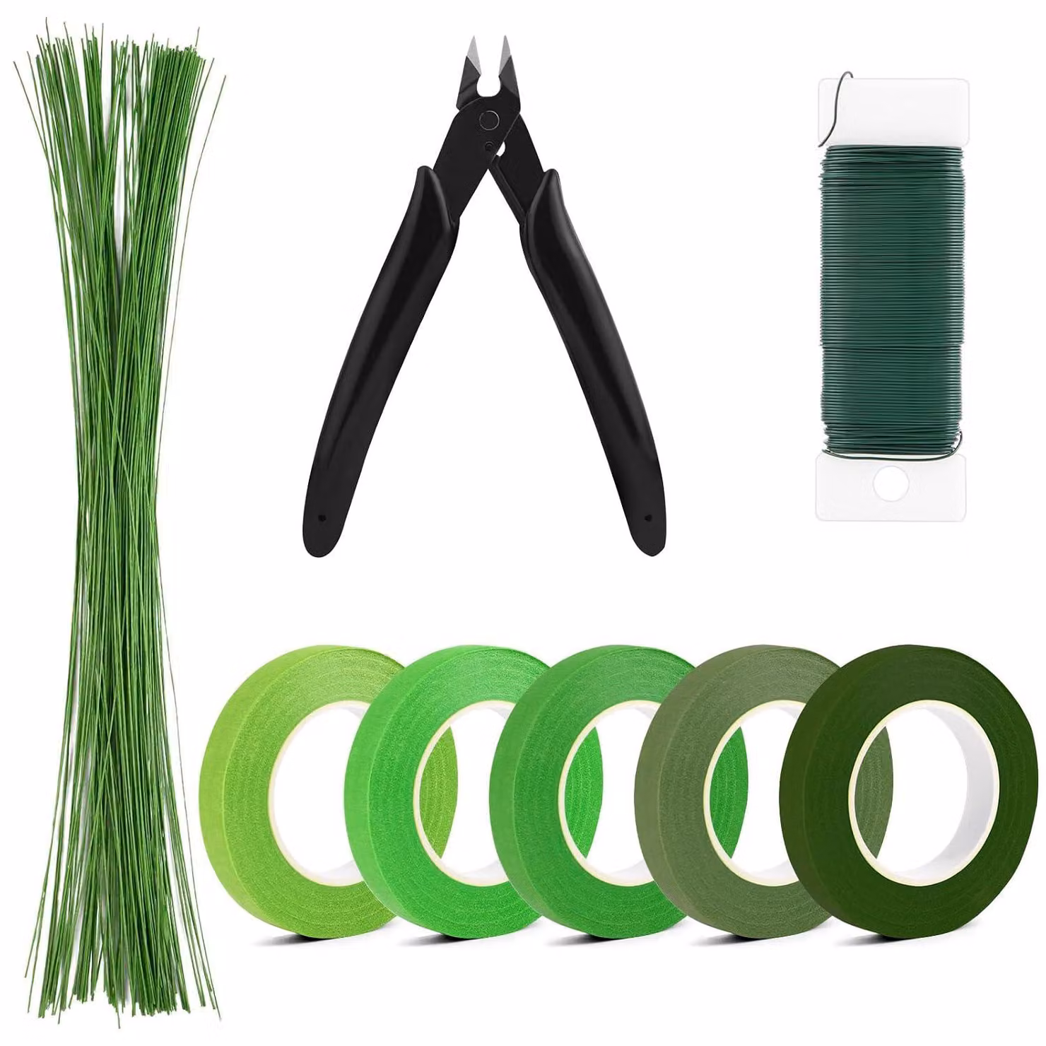 Set per composizioni floreali, composto da 4 strumenti, tra cui filo per fiori e forbici da fiorista, ideale per l'arte della fioristica
