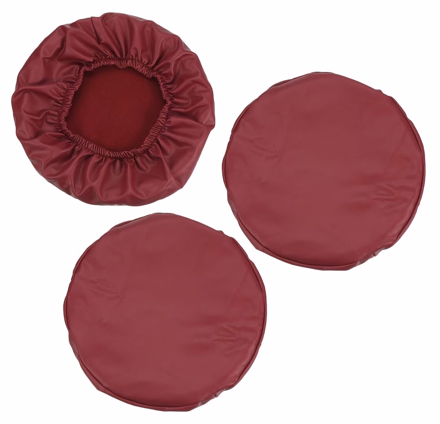Omgoods - Set di 3 coprisedie rotondi in tessuto, impermeabili ed elasticizzati, color borgogna
